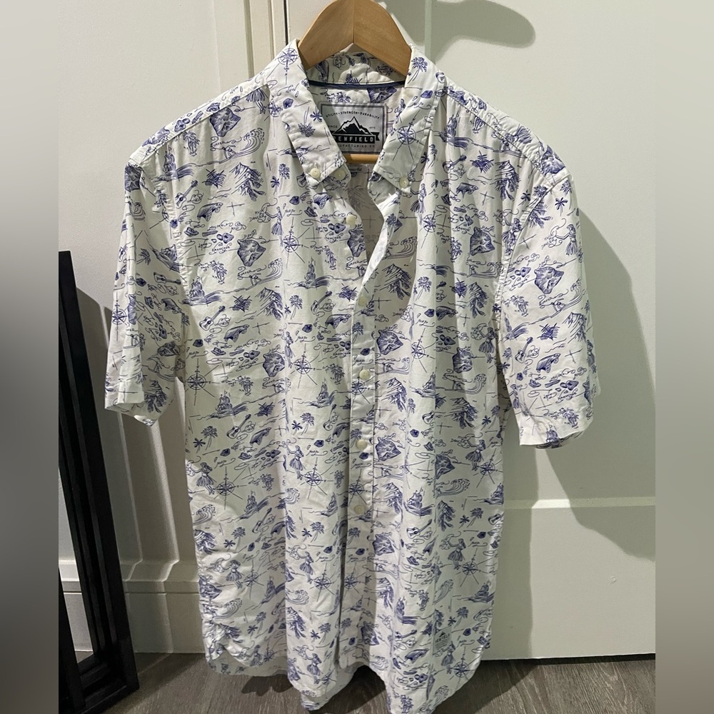 Penfield White and Blue Floral Men's Shirt